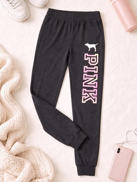 PINK Victoria's Secret Pants - PINK Victoria’s Secret Joggers Leggings Black Logo Cozy Lounge Size S